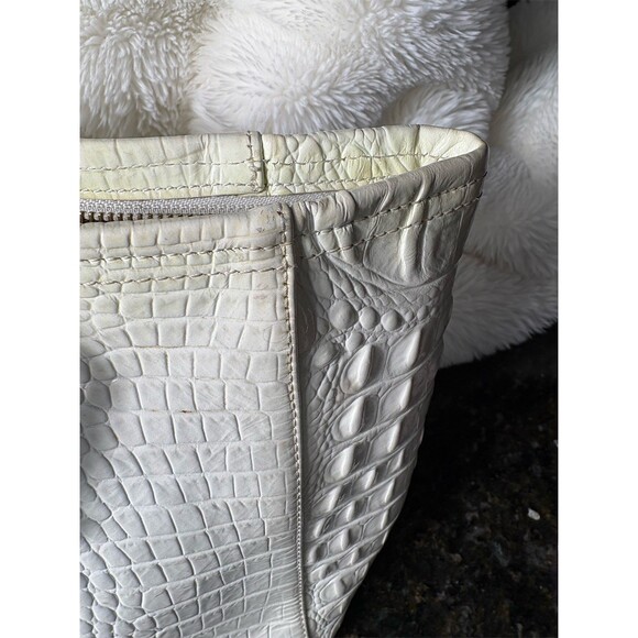 Brahmin Tote Bag Womens Large White Croc Embossed Shoulder Zip Top w/ COA - Picture 5 of 16